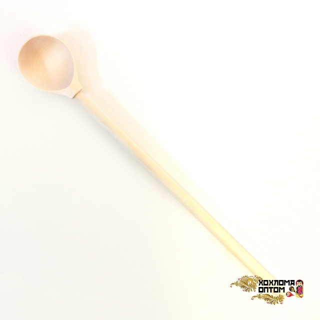 Wooden spoon with a long handle without painting