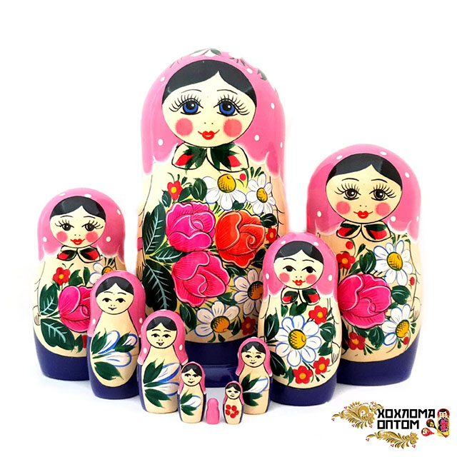 Matryoshka "Semenov gouache" 10 dolls