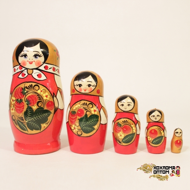 Matryoshka "Khokhloma Berry" (5 dolls)