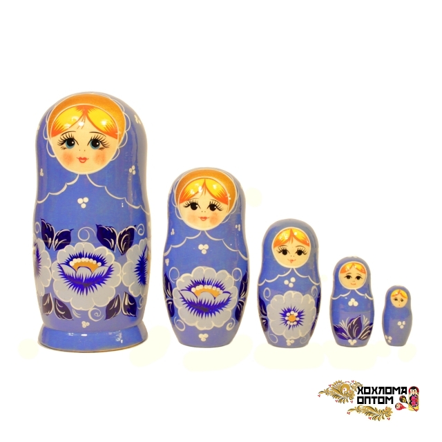 Matryoshka "Blue Gzhel" (5 dolls)
