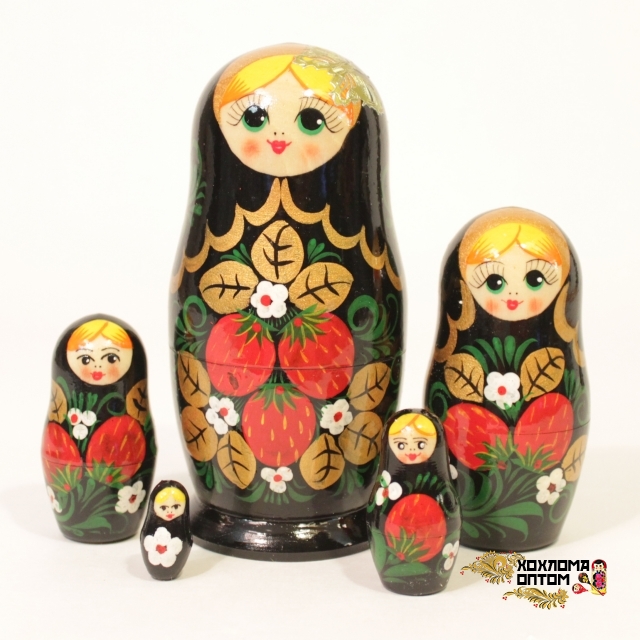 Matryoshka "Khokhloma with butterfly" (5 dolls)