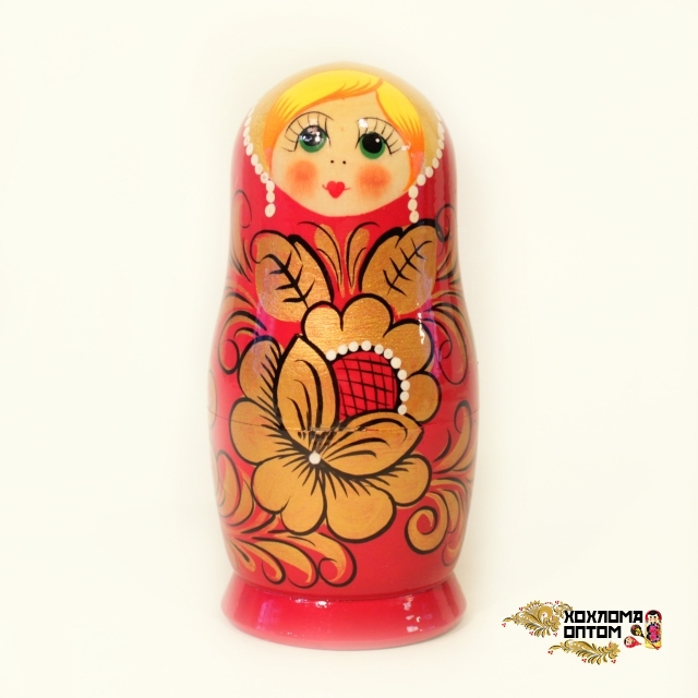 Matryoshka "Khokhloma Red" (5 dolls)