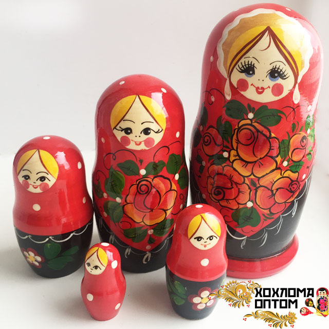 Matryoshka "Vyatka Red" (5 dolls)
