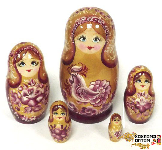 Matryoshka "Golden cock" (5 dolls)