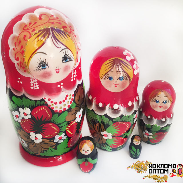 Matryoshka "Khokhloma Srawberry" (5 dolls)