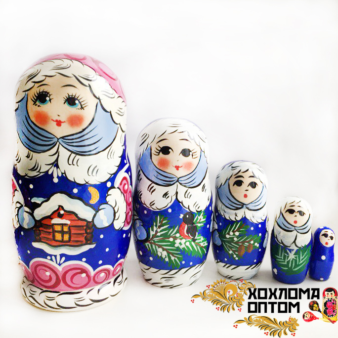 Матрешка новогодняя "Снегурочка" 5 кукольная
