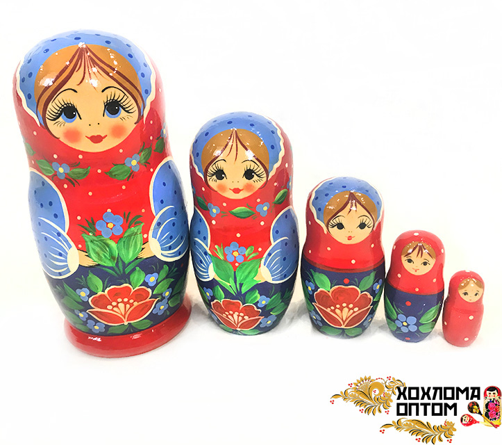 Matryoshka "Red flower" (5 dolls)