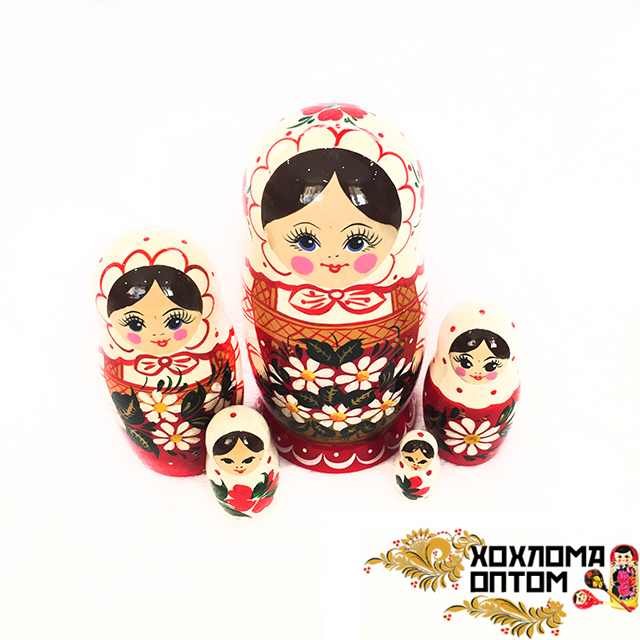 Matryoshka "White Shawl" (5 dolls)