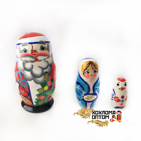 Матрешка новогодняя "Дед мороз" 3 кукольная
