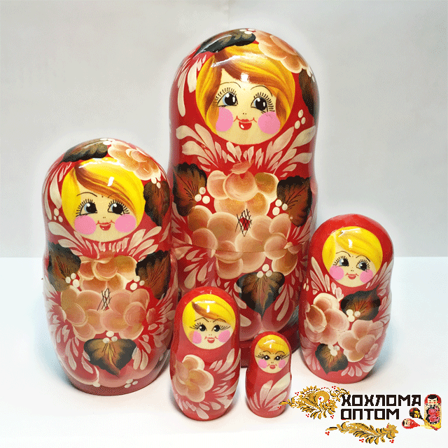 Matryoshka "Red bouquet" (5 dolls)