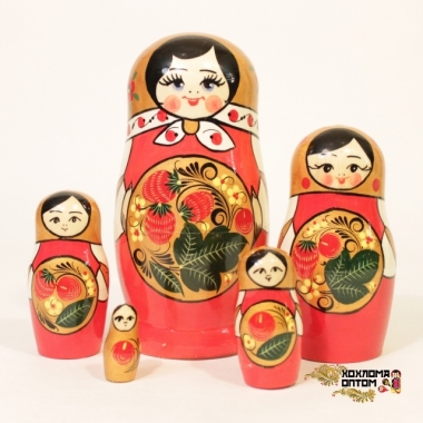 Matryoshka "Khokhloma Berry" (5 dolls)