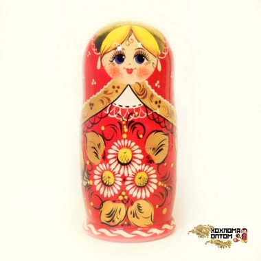 Matryoshka "Сamomile Red " (5 dolls)