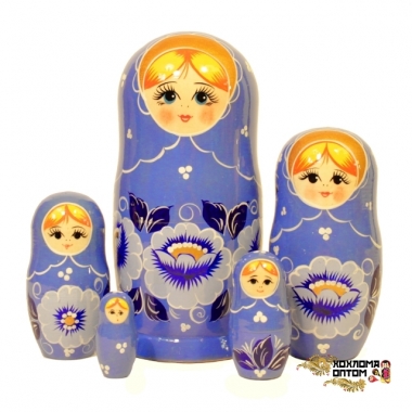 Matryoshka "Blue Gzhel" (5 dolls)