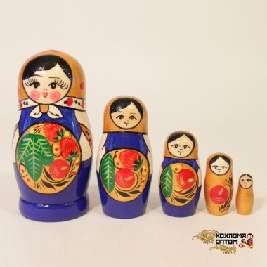 Matryoshka "Khokhloma Red/blue" (5 dolls)