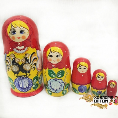 Matryoshka "Gorodets" (5 dolls)