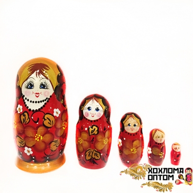 Matryoshka "Red bouquet" (5 dolls)