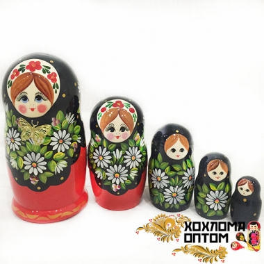 Matryoshka "Camomile with butterfly" (5 dolls)
