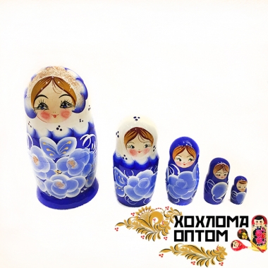 Matryoshka "Blue bouquet" (5 dolls)