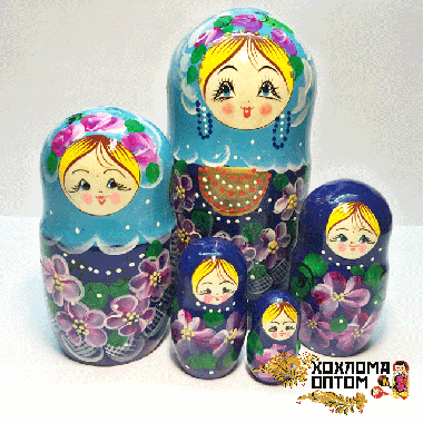 Matryoshka "Purple bouquet" (5 dolls)